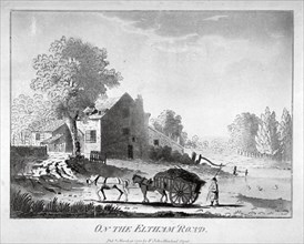 Horse and cart on the Eltham Road in Woolwich, Kent, 1788. Artist: Anon