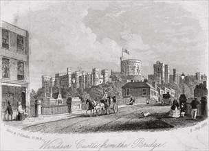 Windsor Castle, Berkshire, from the bridge, 1860. Artist: Anon