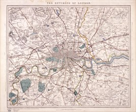Map of London, c1860. Artist: Benjamin Rees Davies