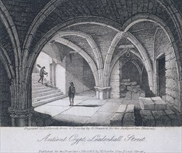 St Michael's Crypt, Aldgate, London, 1816. Artist: JC Varrall
