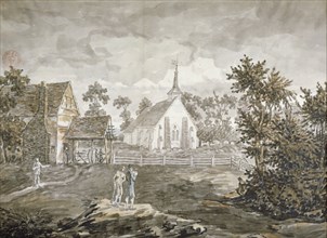 North-west view of the church of St Mary, Norwood, Middlesex, 1795. Artist: Anon
