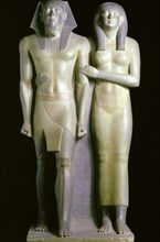 Statue of the Pharaoh Menkaure and his queen, Khamerernebty.  Artist: Tony Evans