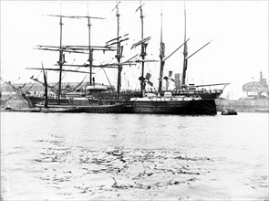 Sailing ships at St Katharine's Dock, London, c1905. Artist: Unknown