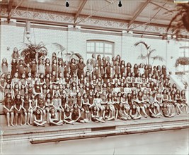 Swimming class, Lavender Hill Girls School, Bermondsey, London, 1906. Artist: Unknown.