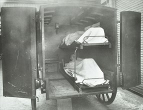 Interior of a horse drawn Metropolitan Asylums Board ambulance, London, 1939. Artist: Unknown.
