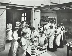 General cookery class, National Training School of Cookery, London, 1907. Artist: Unknown.