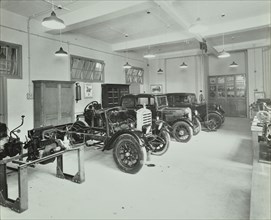 Motor room, Wandsworth Technical Institute, London, 1937. Artist: Unknown.