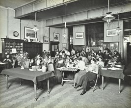 Relaxing in the Social Hall, Cosway Street Evening Institute for Women, London, 1914. Artist: Unknown.