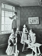 Housewifery lesson, Dulwich Hamlet School, Dulwich Village, London, 1908. Artist: Unknown.