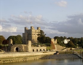 Rochester Castle, Kent, from across the River Medway