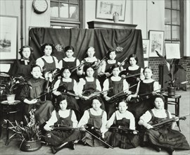 Violinists, Myrdle Street Girls School, Stepney, London, 1908. Artist: Unknown.