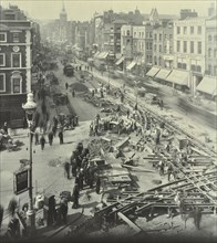 Tramlines being laid, Whitechapel High Street, London, 1929. Artist: Unknown.