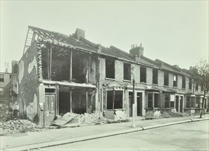 Bombed houses, Trigo Road, Poplar, London, WWII, 1943. Artist: Unknown.