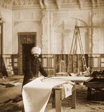 Bhai Ram Singh at work in the Indian Room, Osborne House, Isle of Wight, 1892