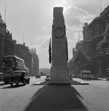 The Cenotaph, looking south along Parliament Street, Whitehall, London, 1959
