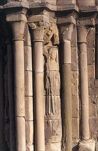 Statue of St Winifred on the chapter house entrance, Haughmond Abbey, Shropshire, 2005