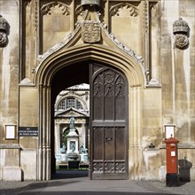 Front gate of King's College, King's Parade, Cambridge, Cambridgeshire