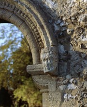 Detail of the south doorway of the lodgings, Thetford Priory, Norfolk