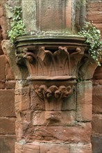 Decorated stone corbel situated in the dormitory undercroft, Furness Abbey, Cumbria