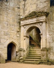 Grand stairway to the hall, Old Wardour Castle, near Tisbury, Wiltshire