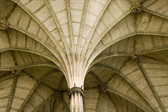 Vaulted ceiling of the chapter house of Westminster Abbey, London, 2009