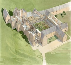 Aerial view of Lilleshall Abbey, circa late 15th century, (c1990-2010)