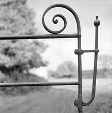 Wrought iron latch of a farm gate, c1945-c1980