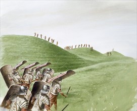 Roman soldiers in battle with Celtic tribes, c1st century, (c1990-2010)