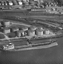 Tanker 'Esso Portsmouth' at Shell Haven Oil Refinery, Thames Haven, Thurrock, Essex, 1967