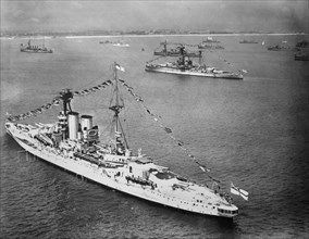 HMS 'Warspite' and other vessels at the Spithead Review off Gosport, Hampshire, 1924