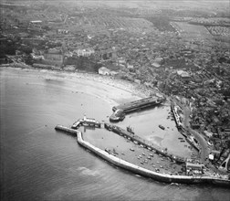 The Old and East Harbours and the town, Scarborough, North Yorkshire, 1948