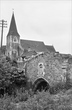 St Cuthbert's Church and bridge over Birdforth Beck, Church Lane, Sessay, North Yorkshire, 1969