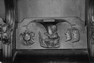 Misericord, St Laurence's Church, Ludlow, Shropshire, 1966