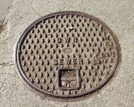 Great Western Railway sewer inspection cover plate, Swindon, Wiltshire, 2006