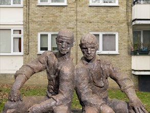 The Neighbours', sculpture by Siegfried Charoux, Highbury Quadrant Estate, Islington, London, 2015