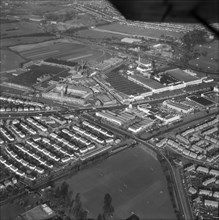 Gillette factory and Firestone tyre factory on the Great West Road, Brentford, London, 1963