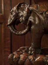 Carved elephant in the entrance hall, Cutlers' Hall, Warwick Lane, City of London, 2011