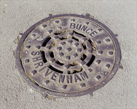 Drain cover plate made by Bunce of Shrivenham, Swindon, Wiltshire, 2006