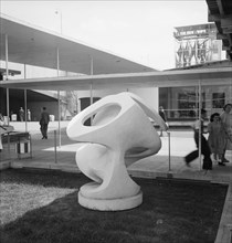 Sculpture by Barbara Hepworth, Festival of Britain site, South Bank, London, 1951