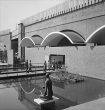 Entrance to the 'Downstream' section, Festival of Britain site, South Bank, Lambeth, London, 1951