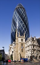 Church of St Andrew Undershaft and the Gherkin, City of London, 2012