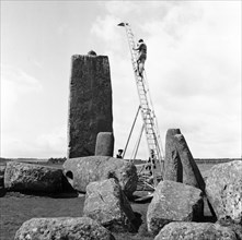 Stonehenge showing photographer's ladder in 1954