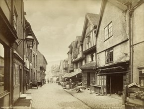 Butcher Row, medieval street in Coventry, Warwickshire, c1880