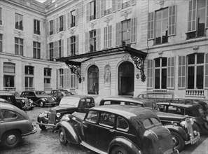 Entrance courtyard, British Embassy offices, Paris, France, 1964