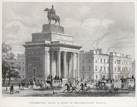 Wellington Arch and Apsley House, Hyde Park Corner, Westminster, London, 1850