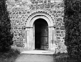 Norman doorway of St Laurence's Church, Upton, Slough, Berkshire, 1883