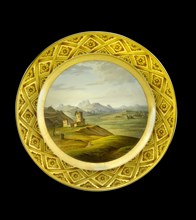 Dessert plate depicting the Lines of Torres Vedras, Portugal, 1810s