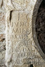 Detail of a Roman altar stone reused as a door lintel, Carlisle Castle, Cumbria, c2007