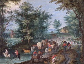 Landscape with Figures Crossing a Brook', 17th century