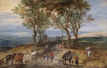 'Country Road Scene with Figures